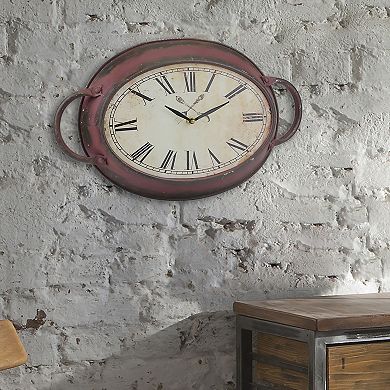 Stonebriar Collection Distressed Oval Wall Clock