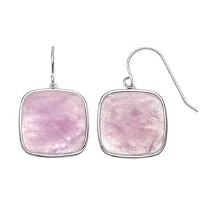 Sterling Silver Amethyst Square Drop Earrings