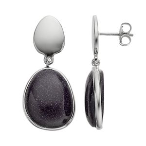 Sterling Silver Blue Sandstone Teardrop Earrings