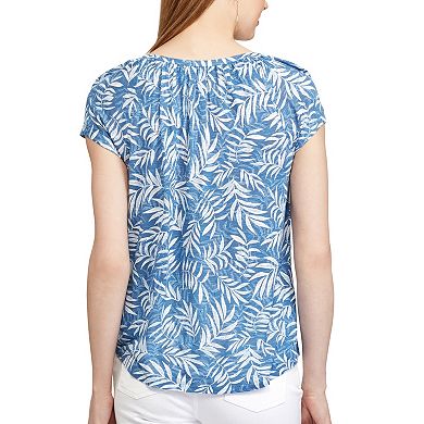Women's Chaps Printed Lace-Up Top