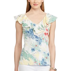 Women's Chaps Printed Ruffled Top