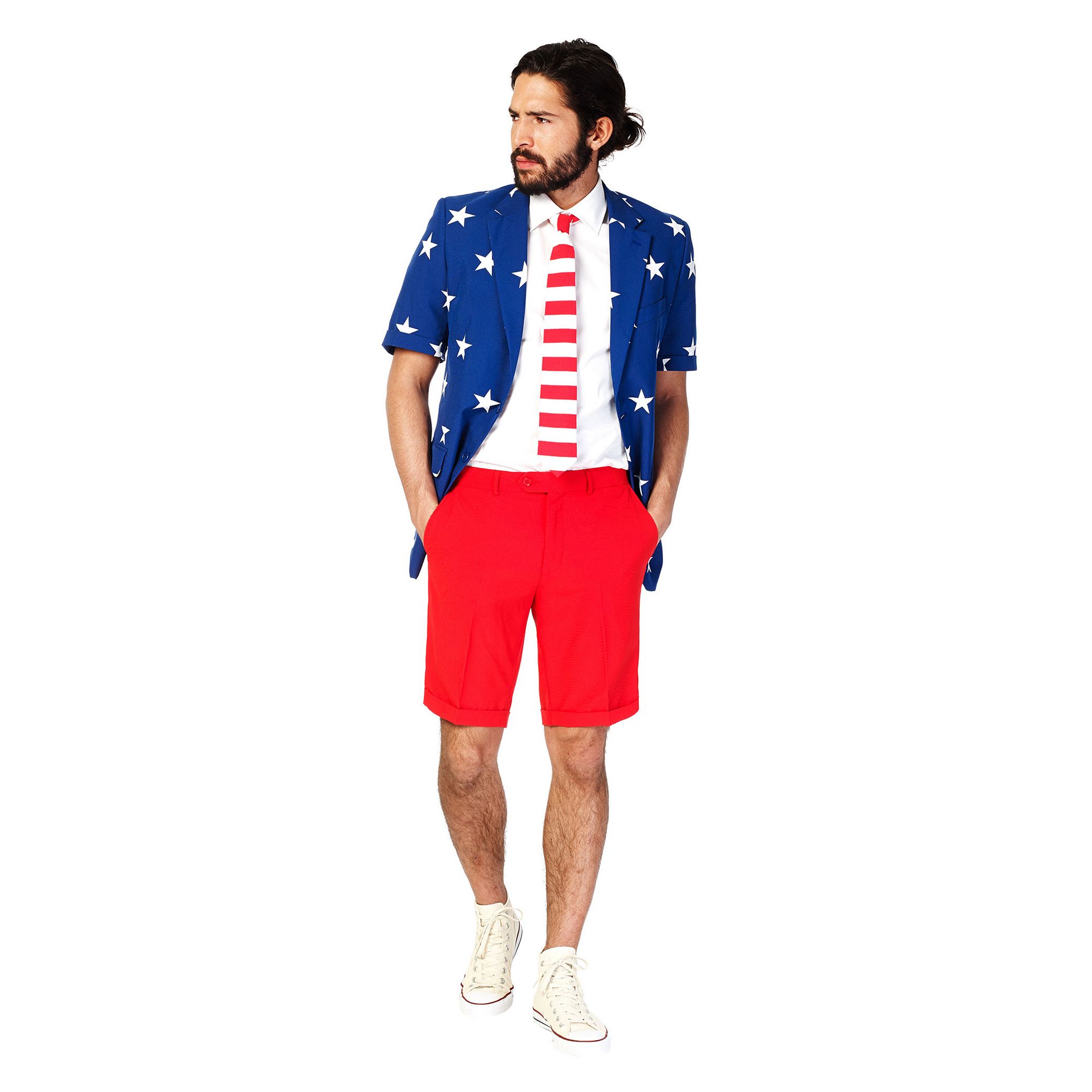 Mens OppoSuits Slim-Fit Stars & Stripes Suit & Tie Set, Size: 38 - Regular