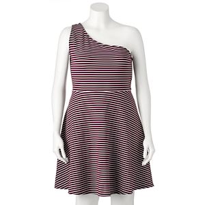 Juniors' Plus Size SO® Striped One-Shoulder Dress