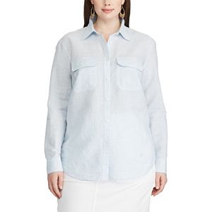 Plus Size Chaps Linen Blend Shirt