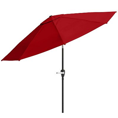 bellini patio umbrella BELLINI HOME AND GARDENS 9 ft Bronze Aluminum Outdoor Patio Umbrella with  Auto Tilt, Crank Lift and Olefin Fabric in Tuscan TUS11909-2