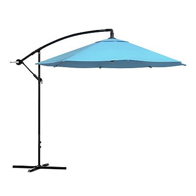 Pure Garden Offset 10 ft. Aluminum Hanging Patio Umbrella, Blue