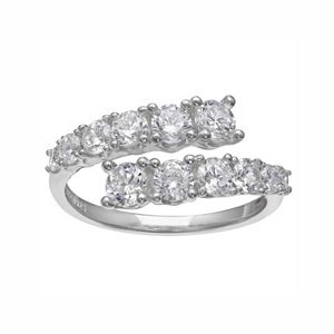 PRIMROSE Sterling Silver Cubic Zirconia Bypass Ring