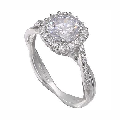 PRIMROSE Sterling Silver Cubic Zirconia Halo Engagement Ring