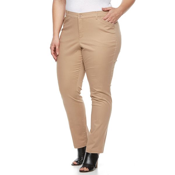 Plus Size Gloria Vanderbilt Anita Twill Straight-Leg Pants