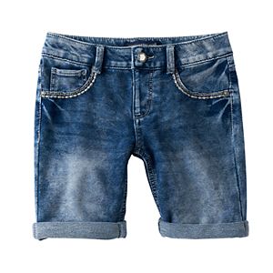 Girls 7-16 Vanilla Star Bling Pocket Bermuda Jean Shorts