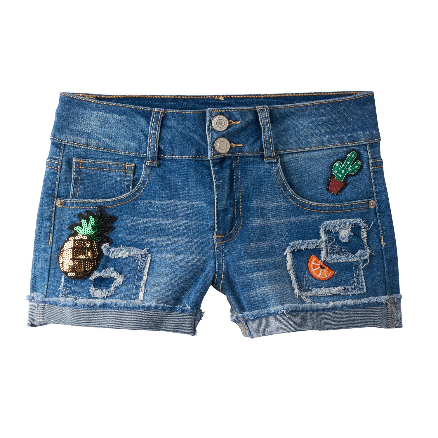 sequin patch jeans
