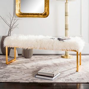 Safavieh Etta Faux Sheepskin Bench