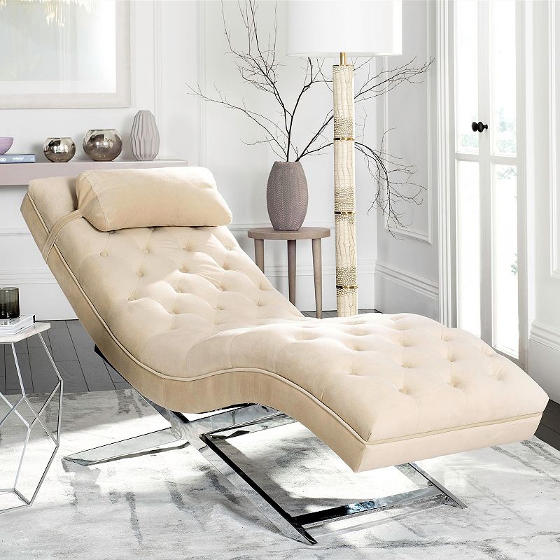 Safavieh Monroe Chaise Lounge Chair & Headrest Pillow 2-piece Set, Beig/Gre