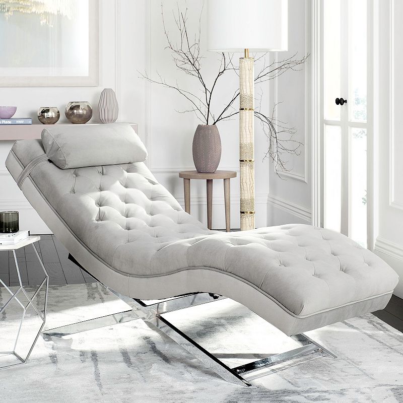 Safavieh Monroe Chaise Lounge Chair & Headrest Pillow 2-piece Set, Grey