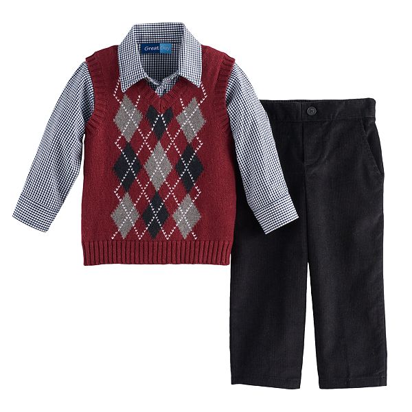 Baby Boy Great Guy Argyle Sweater Vest, Shirt & Pants Set