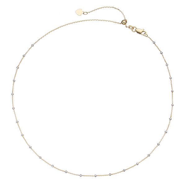 14k Gold Beaded Station Choker Necklace