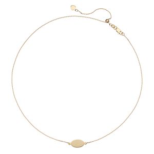 14k Gold Oval Plate Choker Necklace
