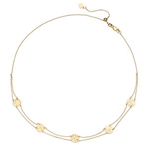 14k Gold Hammered Disc Choker Necklace