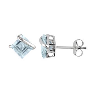 Stella Grace 10k White Gold Aquamarine Square Stud Earrings