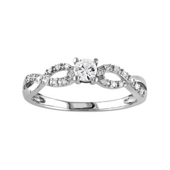 Stella Grace 10k White Gold Lab-Created White Sapphire & 1/10 Carat T.W. Diamond Swirl Ring