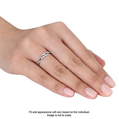 Stella Grace 10k White Gold Lab-Created White Sapphire & 1/10 Carat T.W. Diamond Swirl Ring