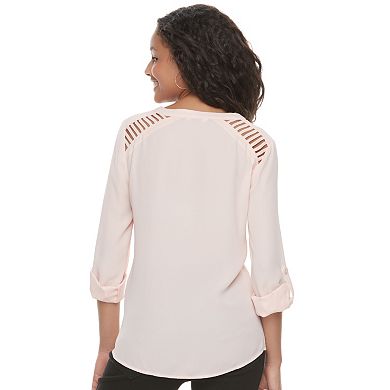 Juniors' Candie's® Strappy Shoulder Long Sleeve Top