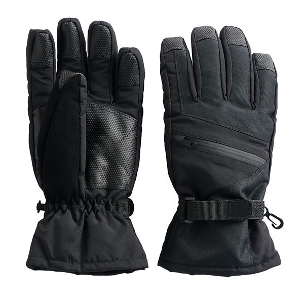 NWT $28 Tek Gear Men's SIZE M/L Core Ski Gloves BLACK Touchscreen SNOW   #255517 