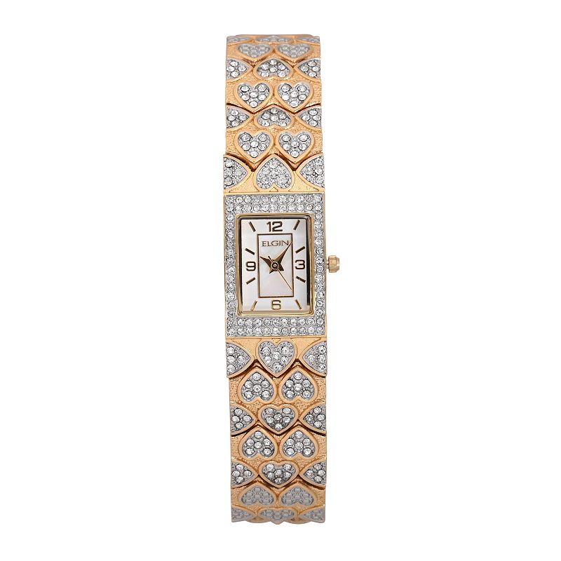 Elgin Womens Cubic Zirconia Heart Watch, Multicolor