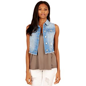 Juniors' Wallflower Fray Hem Denim Vest