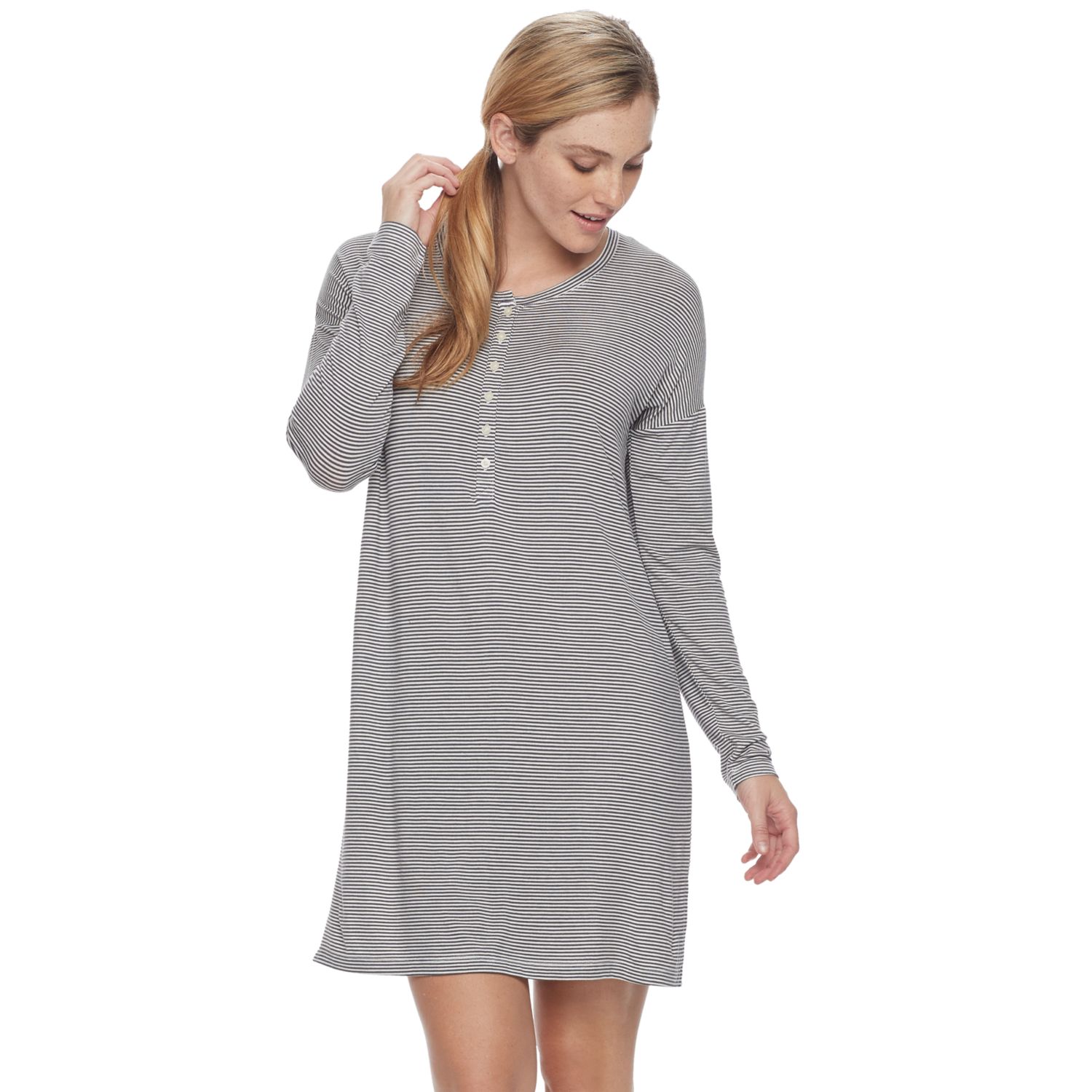 long sleeve henley nightgown