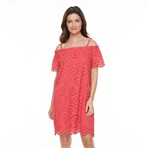 Women's Hope & Harlow Off The Shoulder Provence Eyelet Dress