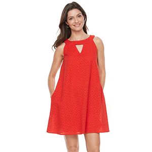 Women's Hope & Harlow Sleeveless Halter Strap Eyelet Dress