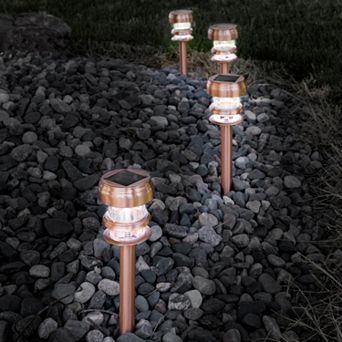 Navarro Outdoor Solar LED Path Light Garden Stake 4 pc Set