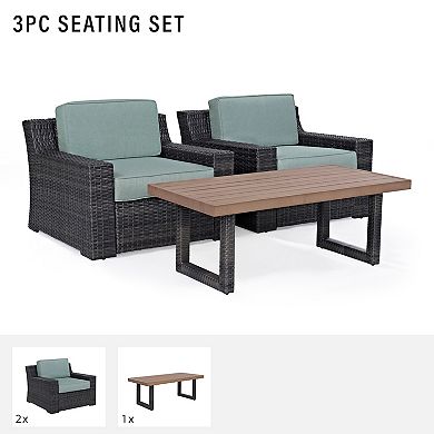 Crosley Furniture Beaufort Patio Arm Chair & Coffee Table 3-piece Set