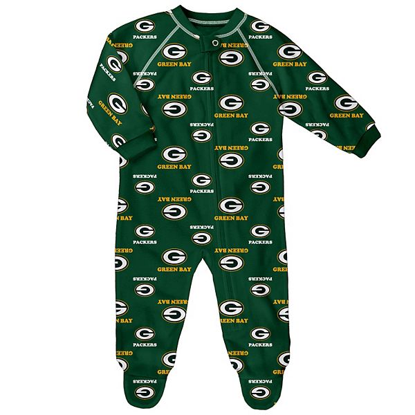 Baby Green Bay Packers Fleece Footed Pajamas