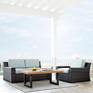 Crosley Furniture Beaufort Patio Loveseat, Chair & Coffee Table 3-piece Set