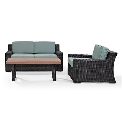 Crosley Furniture Beaufort Patio Loveseat, Chair & Coffee Table 3-piece Set