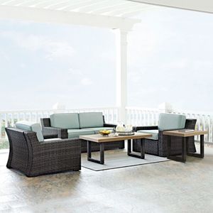 Crosley Furniture Beaufort Patio Loveseat, Arm Chair, Coffee Table & End Table 5-piece Set
