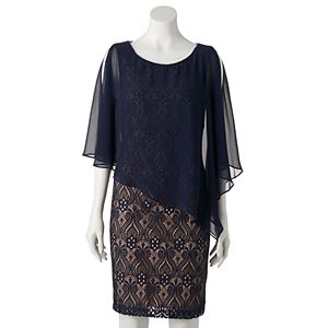 Women's Connected Apparel Lace Asymmetrical Popover Dress