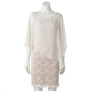 Women's Connected Apparel Lace Asymmetrical Popover Dress