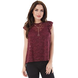 Juniors' IZ Byer Necklace Lace Top