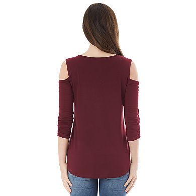Juniors' IZ Byer Lace-Up Cold Shoulder Top