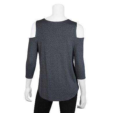 Juniors' IZ Byer Lace-Up Cold Shoulder Top