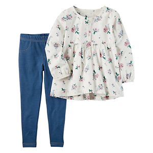 Girls 4-8 Carter's Long-Sleeved Floral Tunic & Jeggings Set