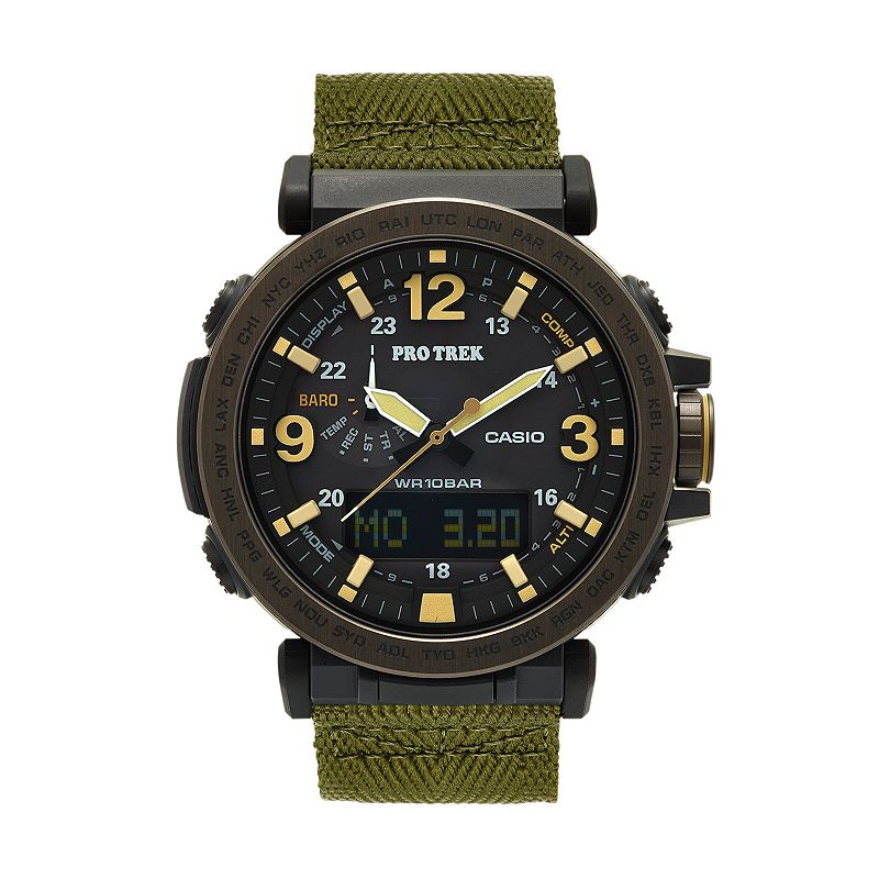 Casio Men's PRO TREK Triple Sensor Analog-Digital Tough Solar Watch - PRG-600YB-3CR, Green