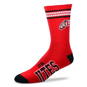 Adult For Bare Feet Utah Utes Deuce Striped Crew Socks