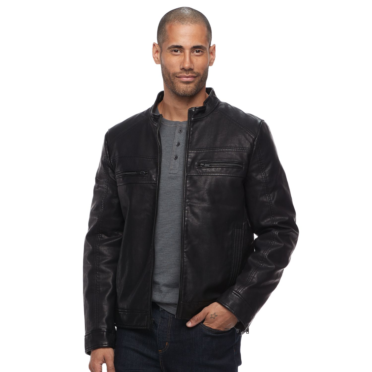 apt 9 leather jacket mens