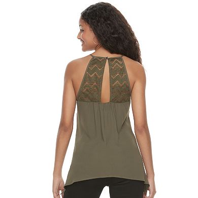 Juniors' Candie's® Sharkbite Hem Lace Tank