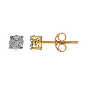 10k Gold 1/10 Carat T.W. Diamond Cluster Stud Earrings
