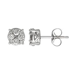 10k Gold 1/2 Carat T.W. Diamond Cluster Stud Earrings